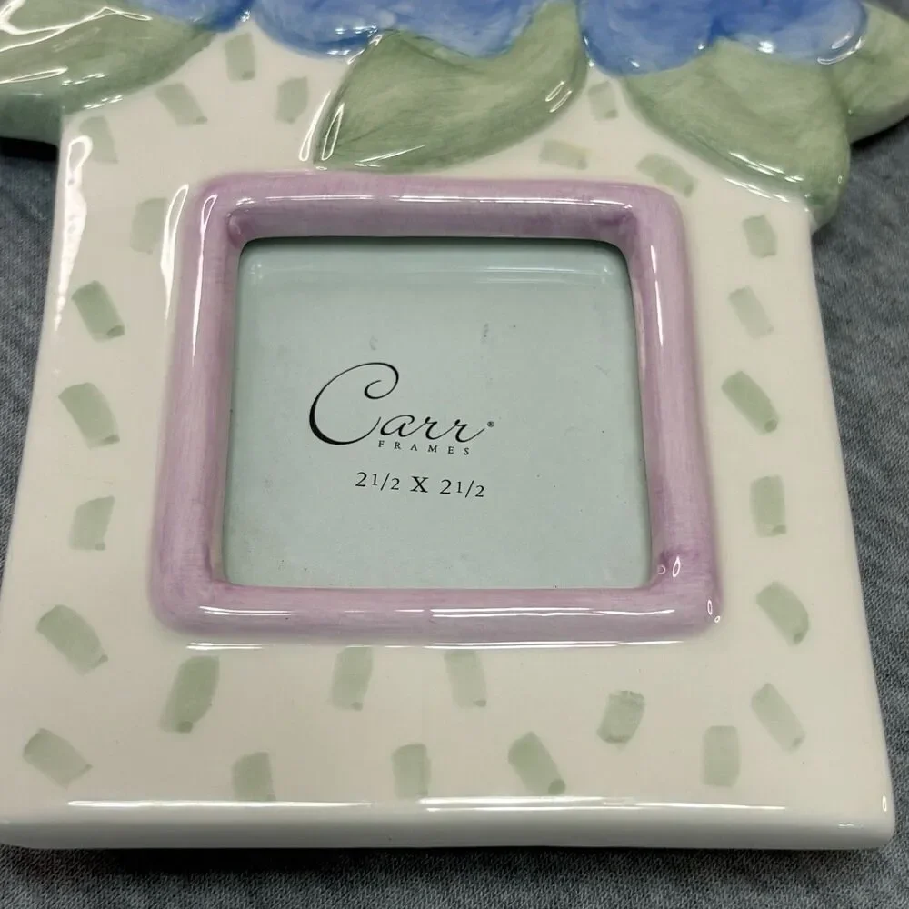 Burnes Boston Floral Ceramic Photo Frame Blue Flower Cottagecore Shabby Chic